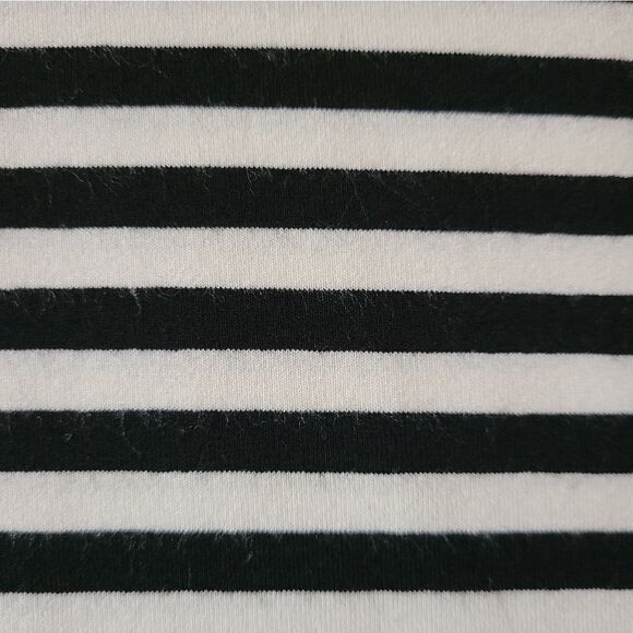 Talbots Women's Black Stripe Rayon Short Sleeve Roundneck Top - Picture 8 of 12